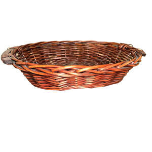 Large Primitive Rustic reddish brown Wicker Gathering Basket with Side handles